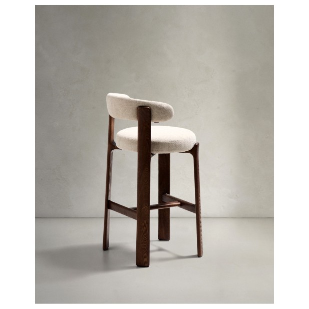 Taburete Granite de chenilla beige y...