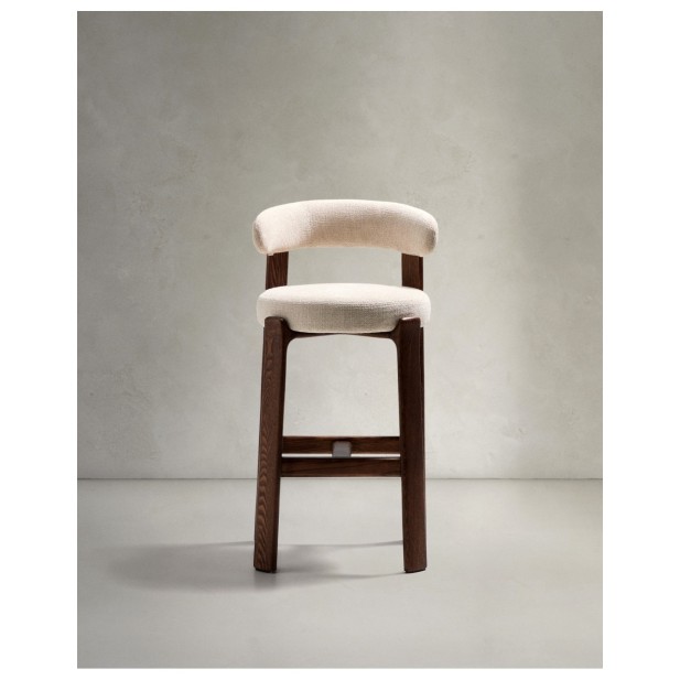 Taburete Granite de chenilla beige y...