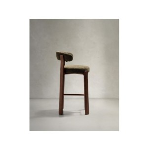 Taburete Granite de chenilla verde y madera maciza de... 2