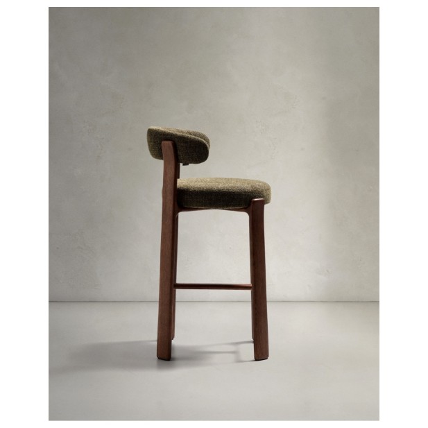 Taburete Granite de chenilla verde y...