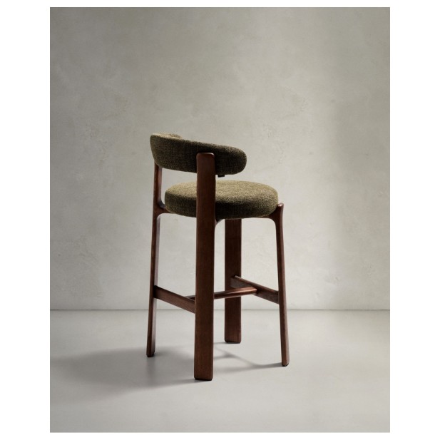 Taburete Granite de chenilla verde y...