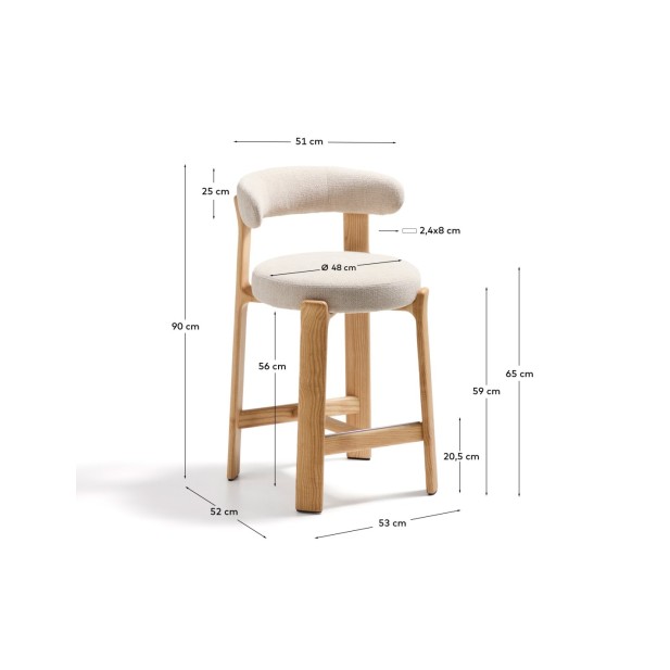 Taburete Granite de chenilla beige y...