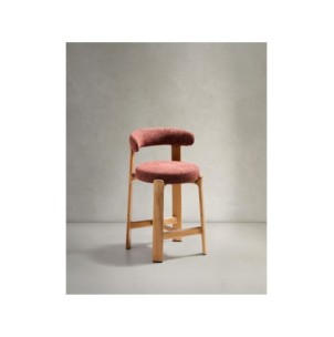 Taburete Granite de chenilla terracota y madera maciza de...