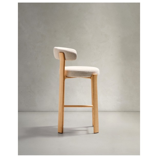 Taburete Granite de chenilla beige y...