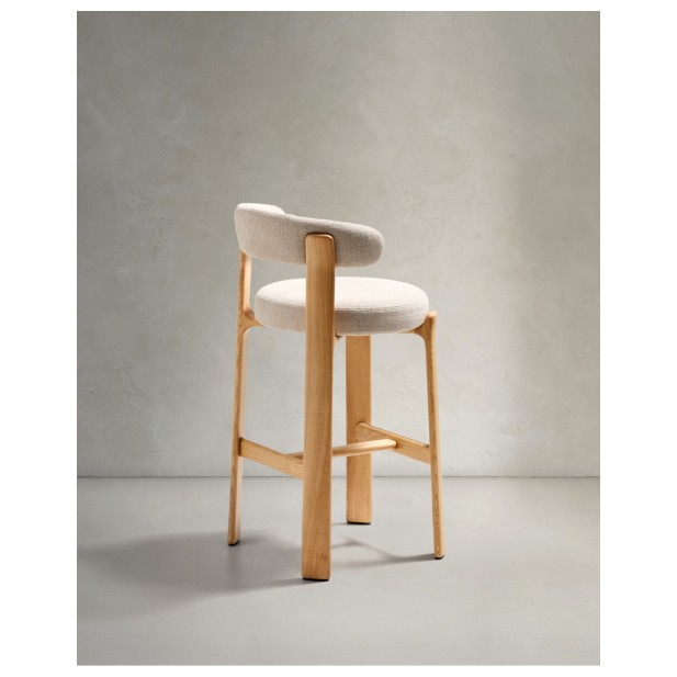 Taburete Granite de chenilla beige y...