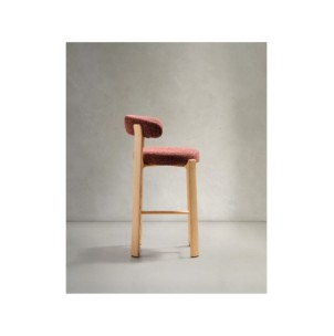 Taburete Granite de chenilla terracota y madera maciza de... 2