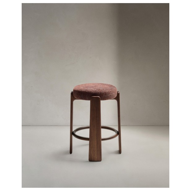 Taburete Granite de chenilla marrón y...