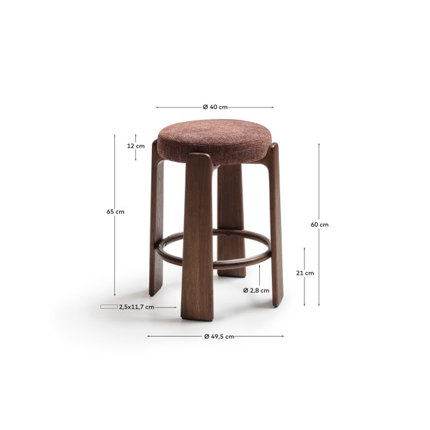 Taburete Granite de chenilla marrón y...