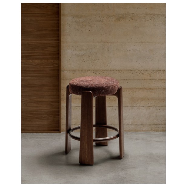 Taburete Granite de chenilla marrón y...