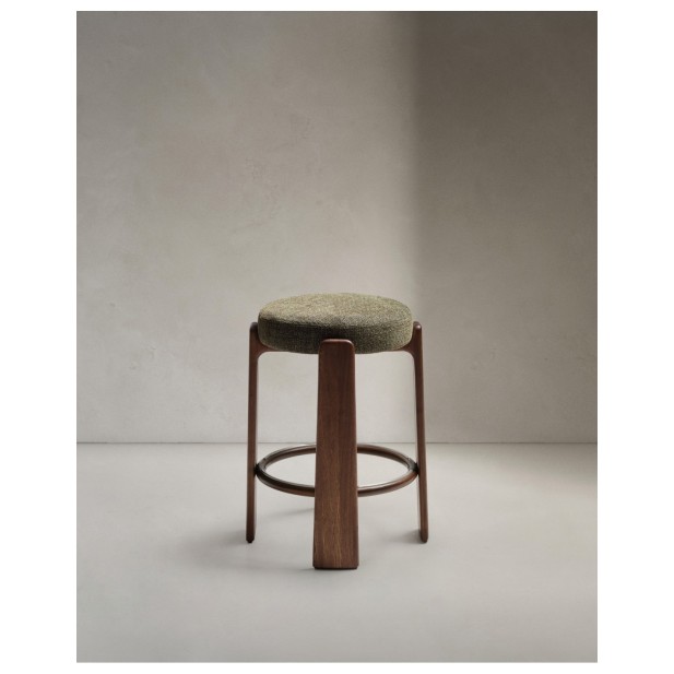 Taburete Granite de chenilla verde y...