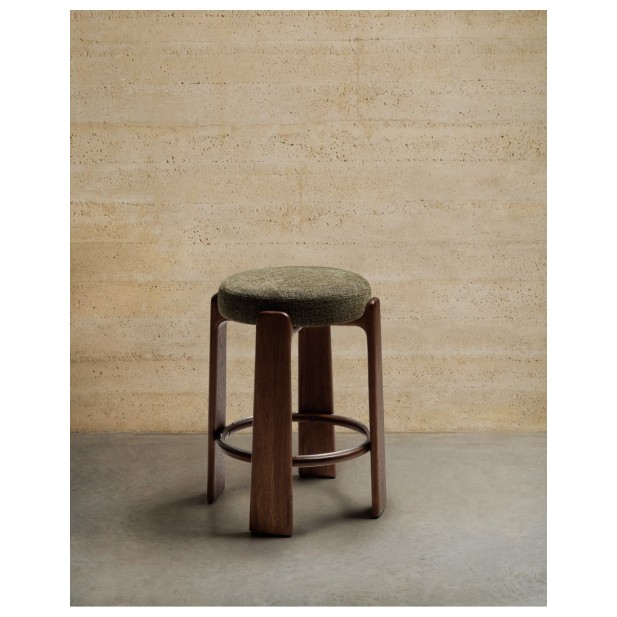 Taburete Granite de chenilla verde y...