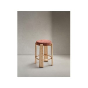 Taburete Granite de chenilla terracota y madera maciza de...