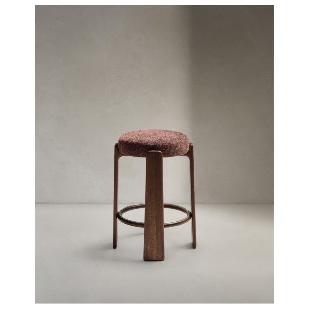 Taburete Granite de chenilla marrón y...