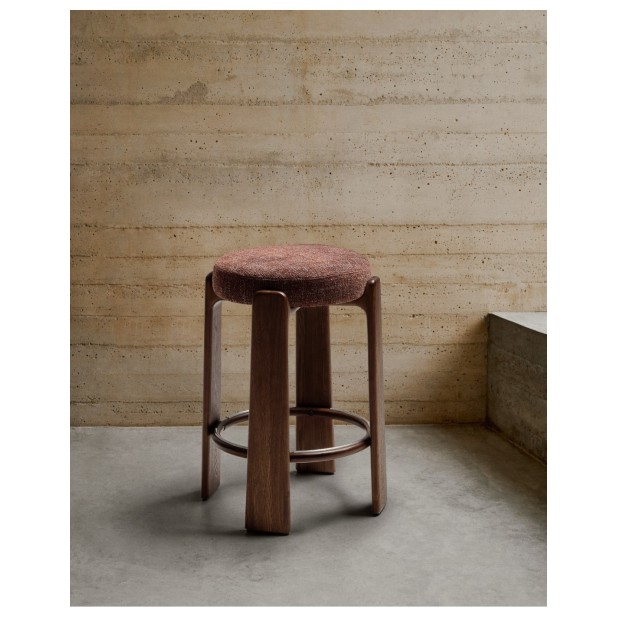 Taburete Granite de chenilla marrón y...