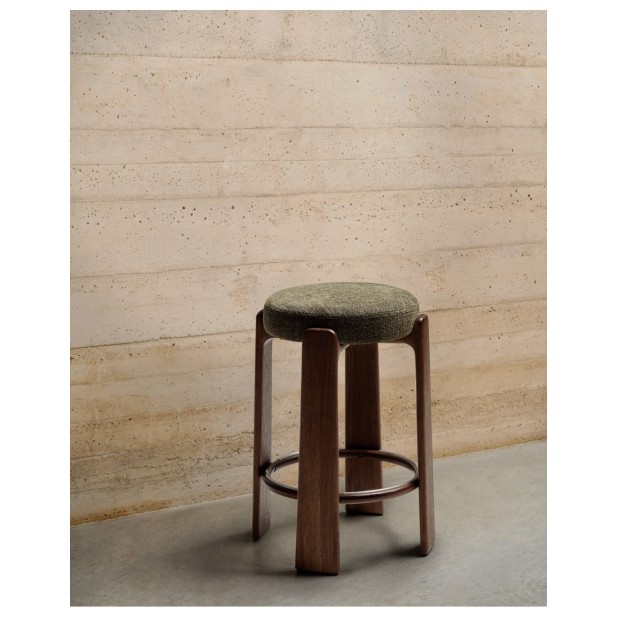 Taburete Granite de chenilla verde y...