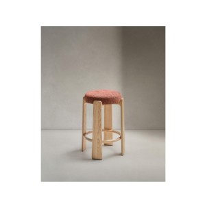 Taburete Granite de chenilla terracota y madera maciza de...