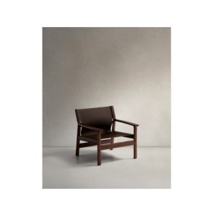 Butaca Jan de fibras de cuero reciclado marrón oscuro y...