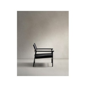 Butaca Jan de fibras de cuero reciclado negra y madera... 2