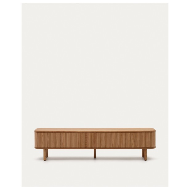 Mueble TV Mailen 2 puertas en chapa de fresno con acabado natural 200 x 50 cm - Kave Home