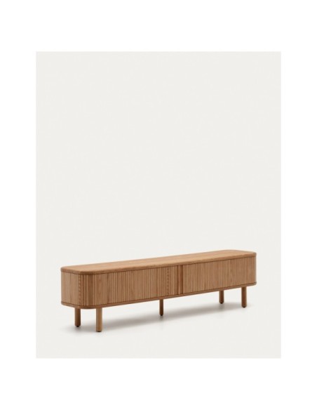 Mueble TV Mailen 2 puertas en chapa de fresno con acabado natural 200 x 50 cm - Kave Home