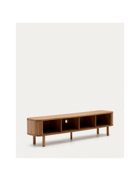 Mueble TV Mailen 2 puertas en chapa de fresno con acabado natural 200 x 50 cm - Kave Home