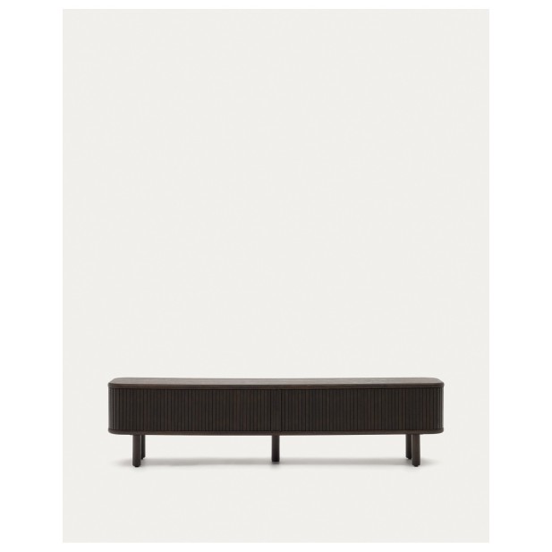 Mueble TV Mailen 2 puertas en chapa de fresno con acabado oscuro 200 x 50 cm - Kave Home