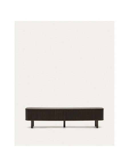 Mueble TV Mailen 2 puertas en chapa de fresno con acabado oscuro 200 x 50 cm - Kave Home
