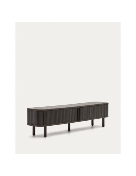 Mueble TV Mailen 2 puertas en chapa de fresno con acabado oscuro 200 x 50 cm - Kave Home