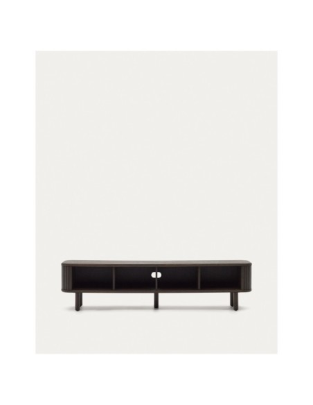 Mueble TV Mailen 2 puertas en chapa de fresno con acabado oscuro 200 x 50 cm - Kave Home