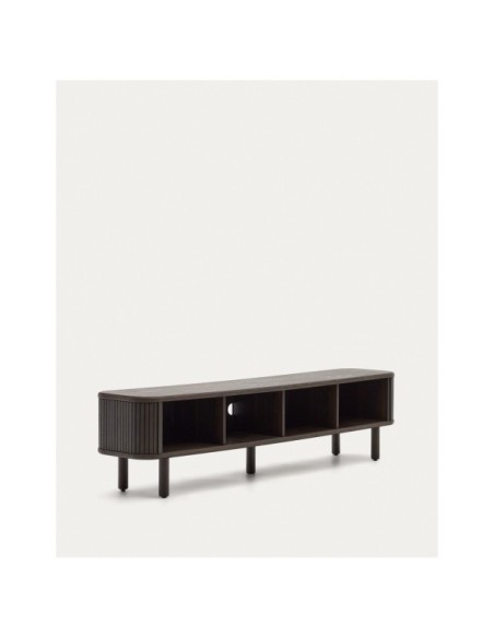Mueble TV Mailen 2 puertas en chapa de fresno con acabado oscuro 200 x 50 cm - Kave Home