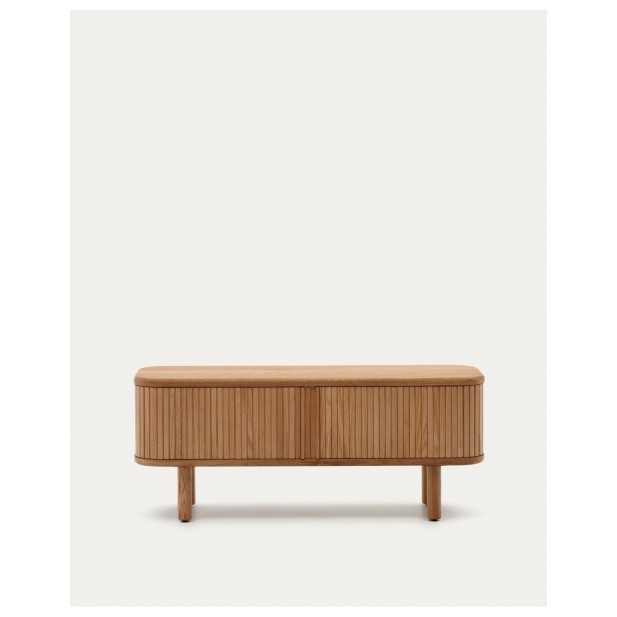 Mueble TV Mailen 2 puertas en chapa de fresno con acabado natural 120 x 50 cm - Kave Home