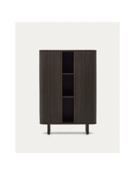 Aparador alto Mailen 2 puertas en chapa de fresno con acabado oscuro 110 x 160 cm - Kave Home