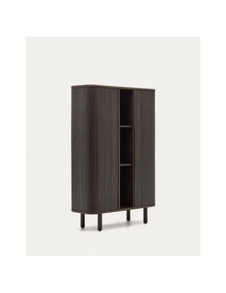Aparador alto Mailen 2 puertas en chapa de fresno con acabado oscuro 110 x 160 cm - Kave Home