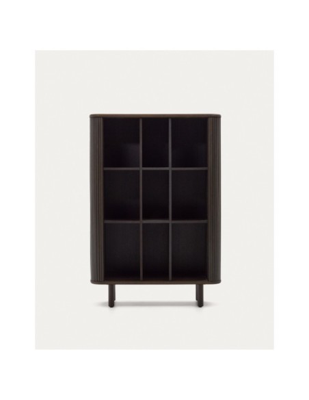 Aparador alto Mailen 2 puertas en chapa de fresno con acabado oscuro 110 x 160 cm - Kave Home