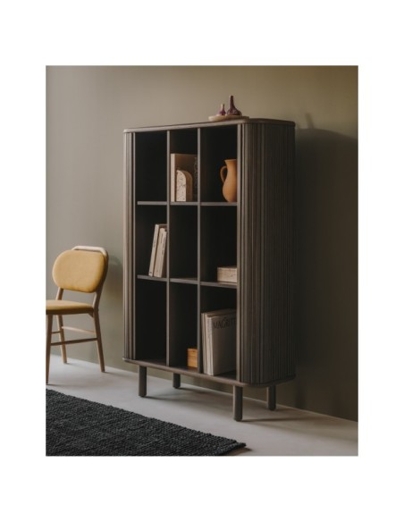 Aparador alto Mailen 2 puertas en chapa de fresno con acabado oscuro 110 x 160 cm - Kave Home