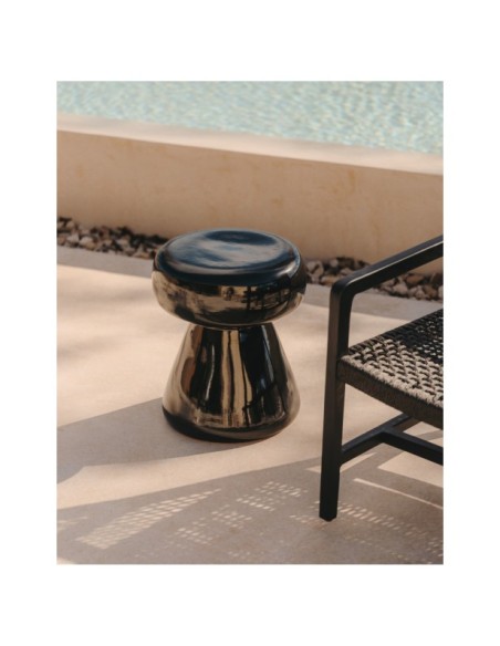 Mesa auxiliar Manya de cerámica negro Ø 38 cm - Kave Home