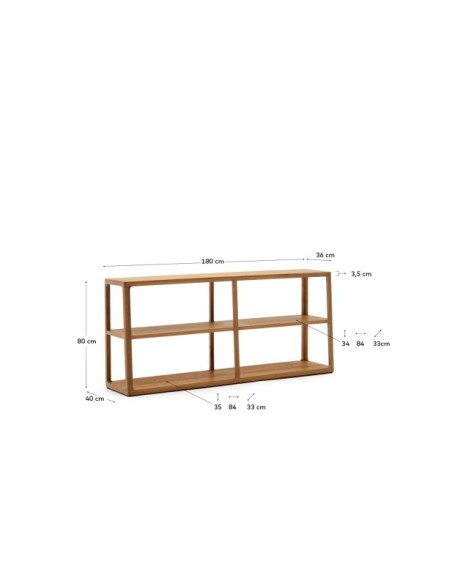 Estantería Maymai con estructura de madera maciza de roble 180 x 81 cm - Kave Home