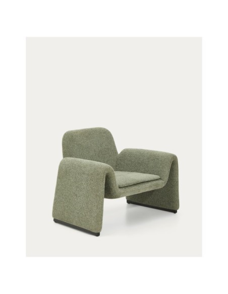 Butaca Melvia de chenilla verde - Kave Home