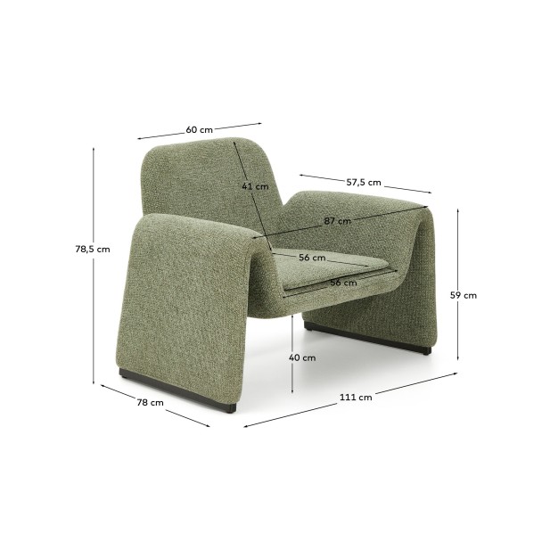 Butaca Melvia de chenilla verde -...