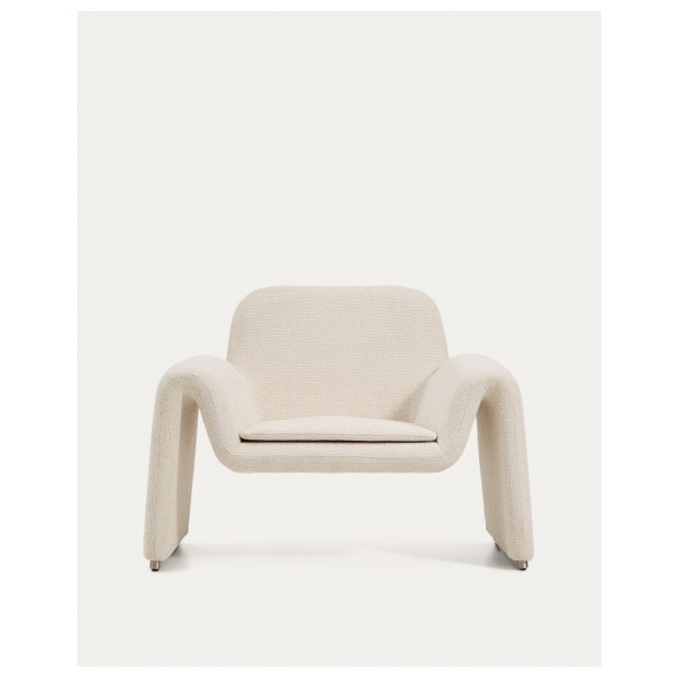 Butaca Melvia de chenilla beige -...