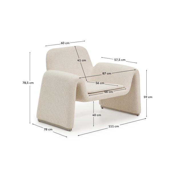 Butaca Melvia de chenilla beige -...