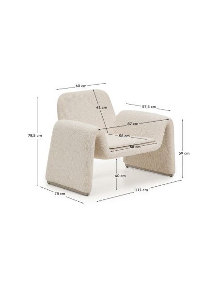 Butaca Melvia de chenilla beige - Kave Home