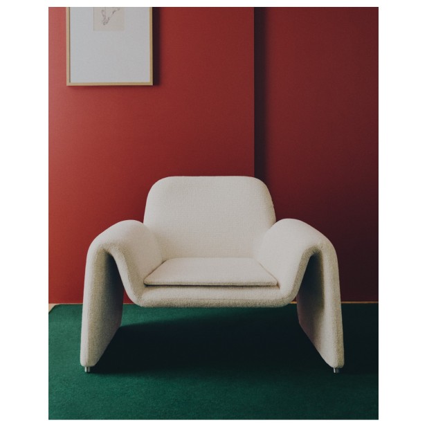 Butaca Melvia de chenilla beige -...