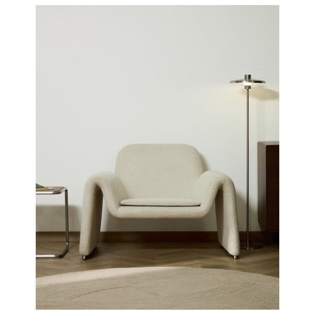 Butaca Melvia de chenilla beige -...