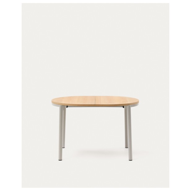 Mesa extensible Montuiri chapa de roble y patas de acero acabado gris 120(200) x 90 cm - Kave Home