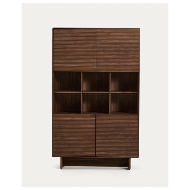 Aparador alto Norlen 4 puertas de chapa de nogal FSC Mix Credit 100 x 163 cm - Kave Home
