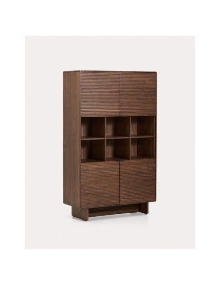 Aparador alto Norlen 4 puertas de chapa de nogal FSC Mix Credit 100 x 163 cm - Kave Home