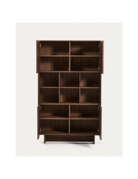 Aparador alto Norlen 4 puertas de chapa de nogal FSC Mix Credit 100 x 163 cm - Kave Home