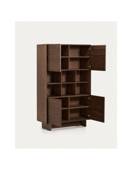 Aparador alto Norlen 4 puertas de chapa de nogal FSC Mix Credit 100 x 163 cm - Kave Home