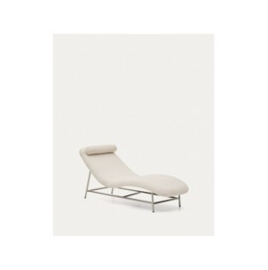 Diván Osla de chenilla beige y patas de acero inoxidable...